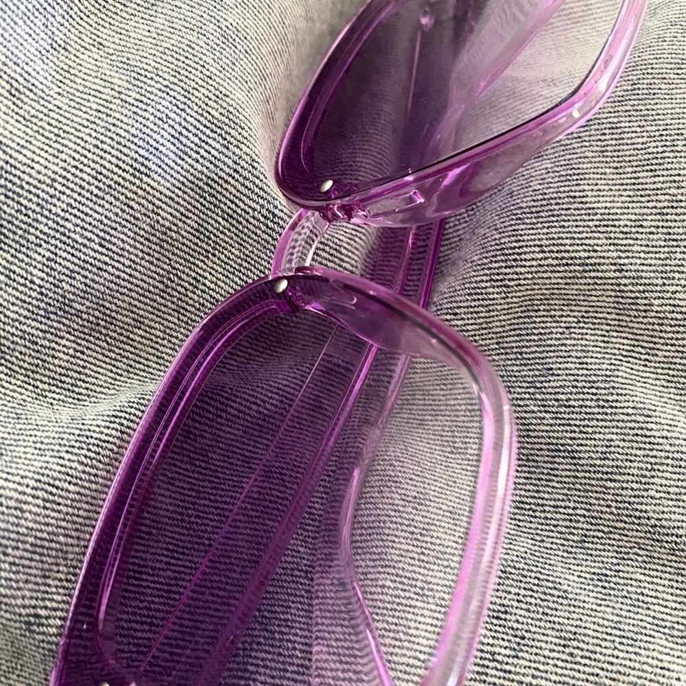 VINTAGE RETRO OVERSIZED CLEAR FRAME SUNGLASSES purple